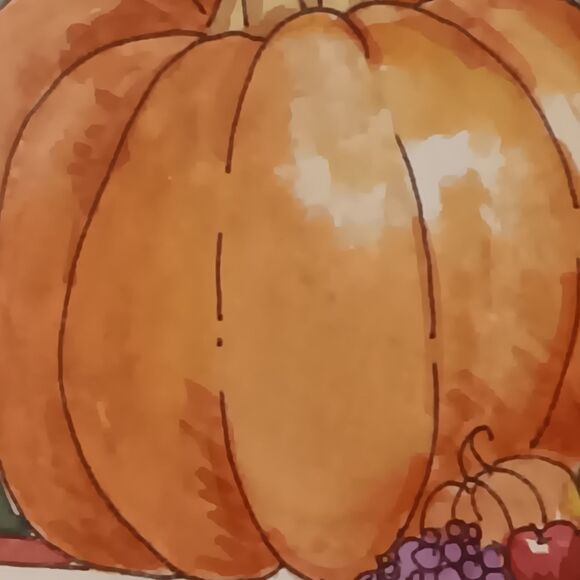 VTG Barbara Mock Pumpkin Print Matted  Framed Green Orange Black & White Checks - Picture 11 of 16